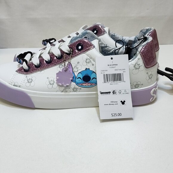 Disney Stitch Low Top Sneaker Womens Size 7 Lace Up Glitter Details By Ground Up - Picture 4 of 9